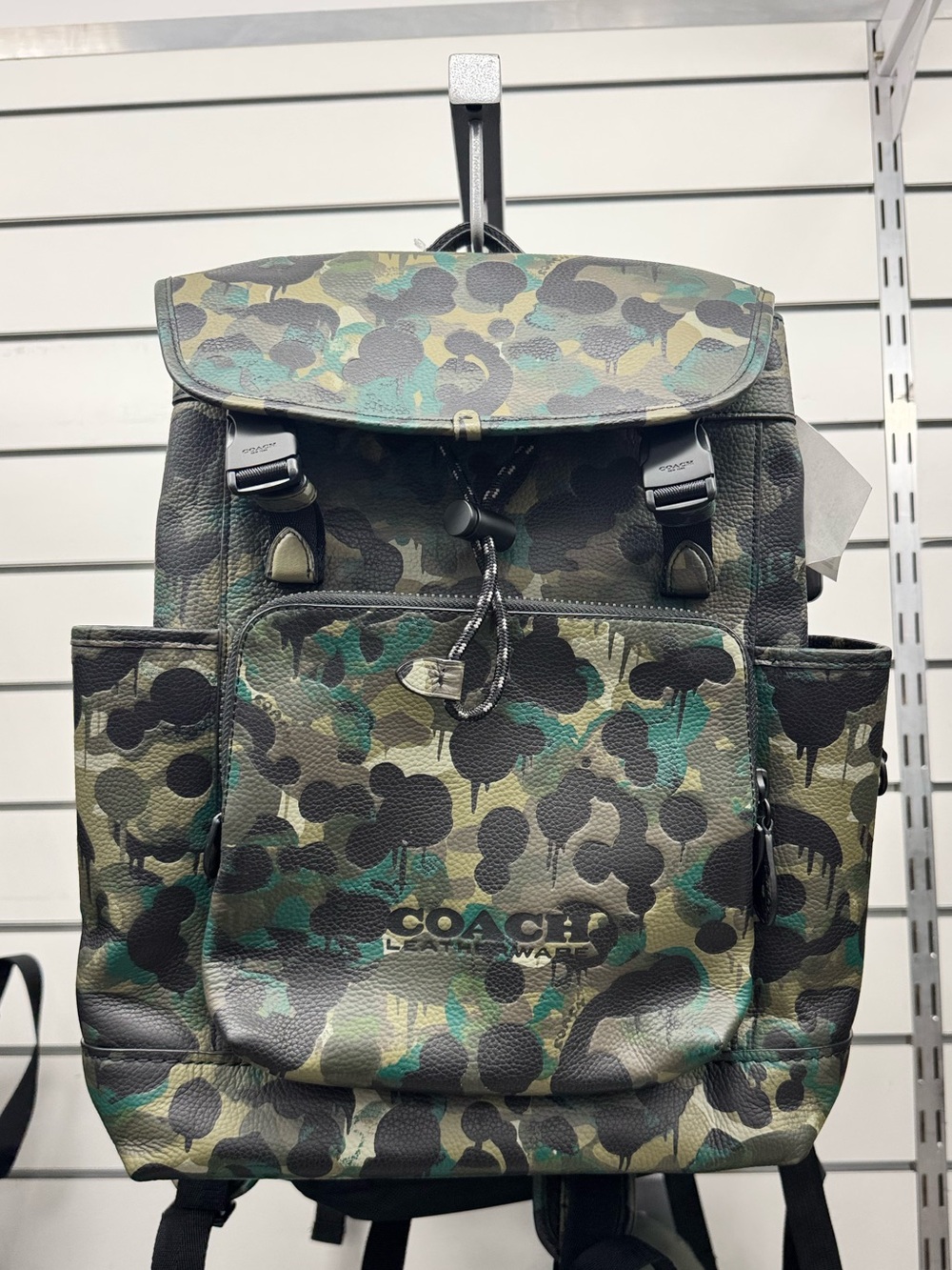 Coach Men's Camouflage Leather Backpack - Green & Black